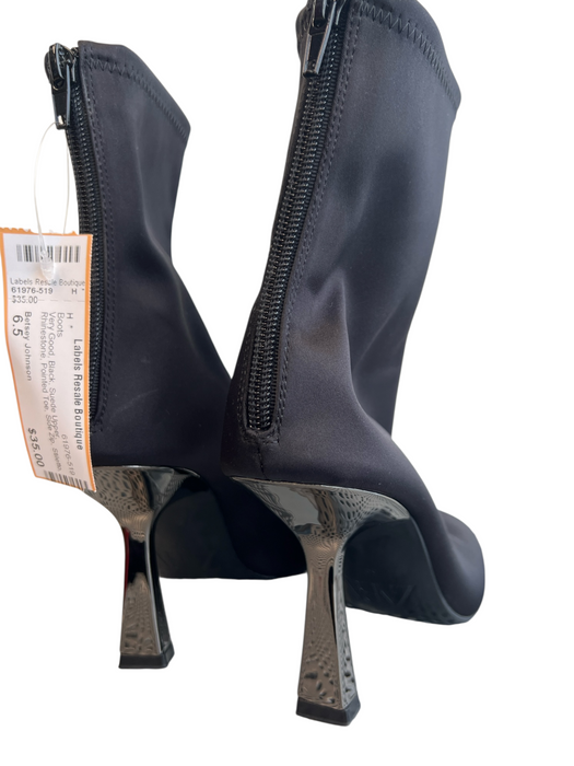 Betsey Johnson Shoe Size 6.5 Black Suede Upper Rhinestone Pointed Toe Boots Black / 6.5
