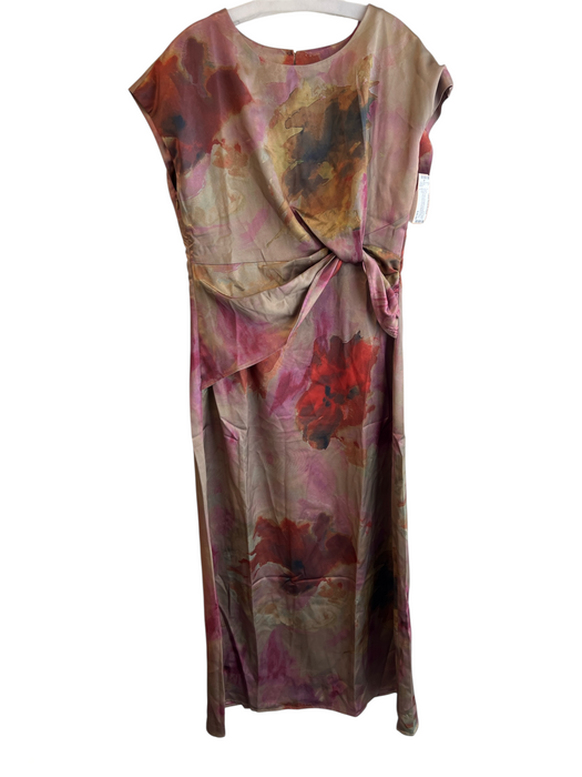 Micas Size L Green Polyester & Elastane Satin Tie Dye Ruched Midi Dress Green / L