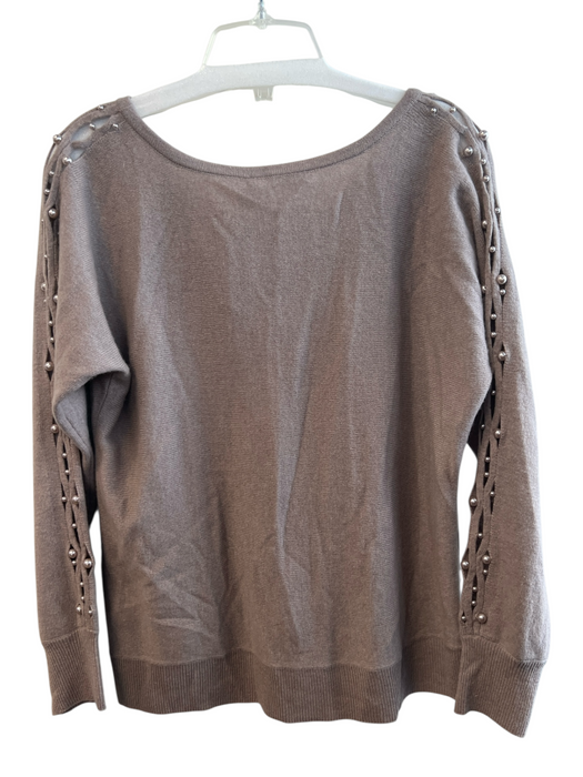 In Cashmere Size Large Light Mushroom Cashmere Long Sleeve Pearl Detail Top Light Mushroom / Large