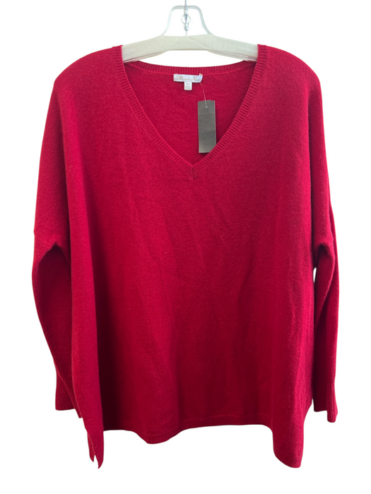 Minnie Rose Size M/L Red Cashmere V Neck Long Sleeve Top Red / M/L