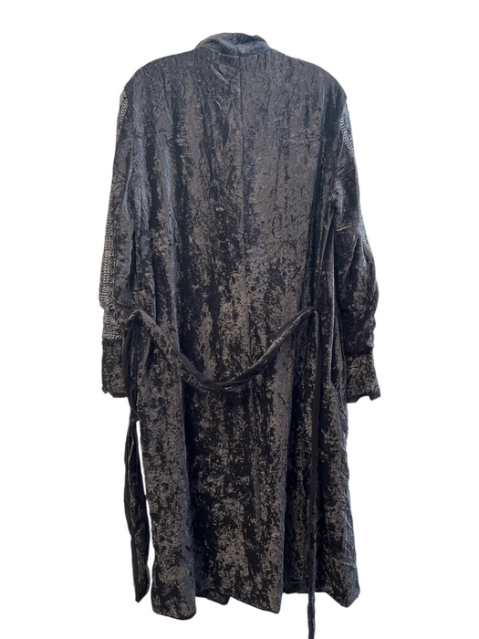 Zara Black Cotton Blend Long Sleeve Crushed Velvet Belt Loungewear Black