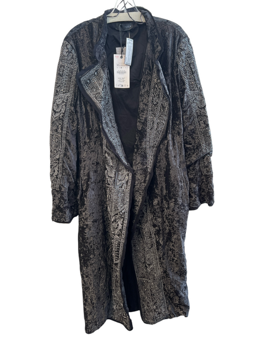 Zara Black Cotton Blend Long Sleeve Crushed Velvet Belt Loungewear Black