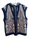 Herve Leger Size Medium Navy, Blue & Pink Rayon Blend Hood Sleeveless Jacket Navy, Blue & Pink / Medium