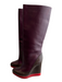 Jill Sander Shoe Size 36 Maroon & Brown Leather Gum sole Knee High Wedge Boots Maroon & Brown / 36