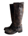 Frye Shoe Size 6.5 Brown Leather Distressed Round Toe Crackled Low Heel Boots Brown / 6.5
