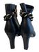 Karl Lagerfeld Shoe Size 6 Black Leather Pointed Toe Gold Chain Side Zip Booties Black / 6