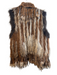 Mitchie's Size One Size Brown & Tan Rabbit Fringe Sleeveless Vest Brown & Tan / One Size
