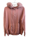 Moewy Size One Size Pink Polyester Detachable Fur Trim Half Zip Hoodie Pink / One Size