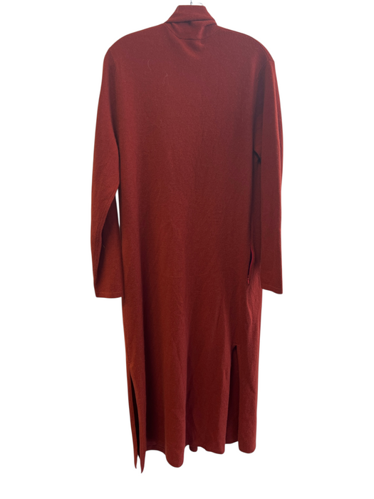 Neiman Marcus Size Large Rust Cashmere Long Sleeve Open Front Side Slits Sweater Rust / Large