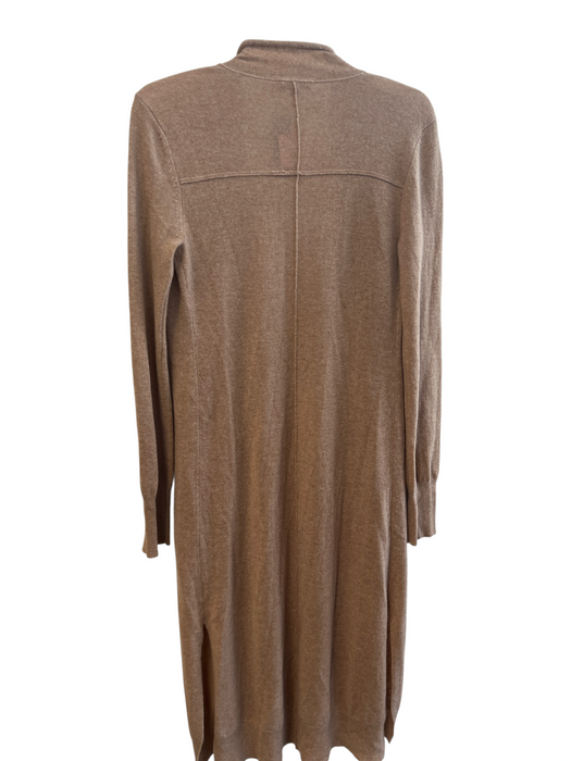 Calypso Size Medium Tan Cashmere Long Sleeve Open Front Side Slits Long Sweater Tan / Medium