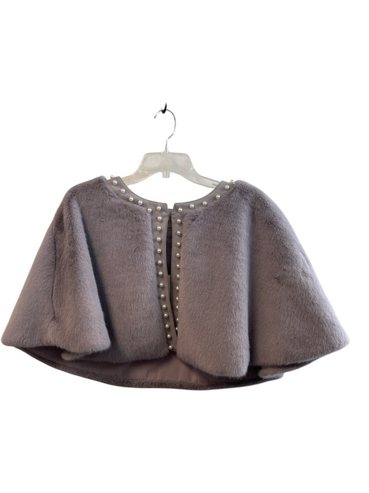 Jayley Gray Faux Fur Acrylic Pearl Detail short Caplet Cape Gray / One Size