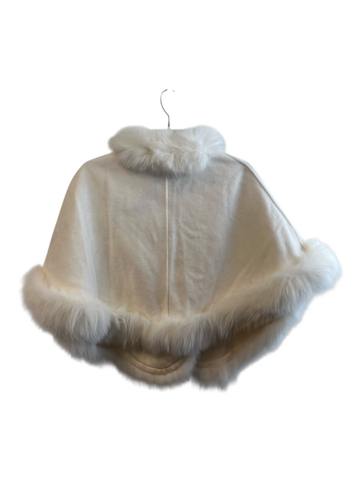 Volare New York White Cashmere Hook & Eye closure Fur Trim short Caplet Cape White / One Size