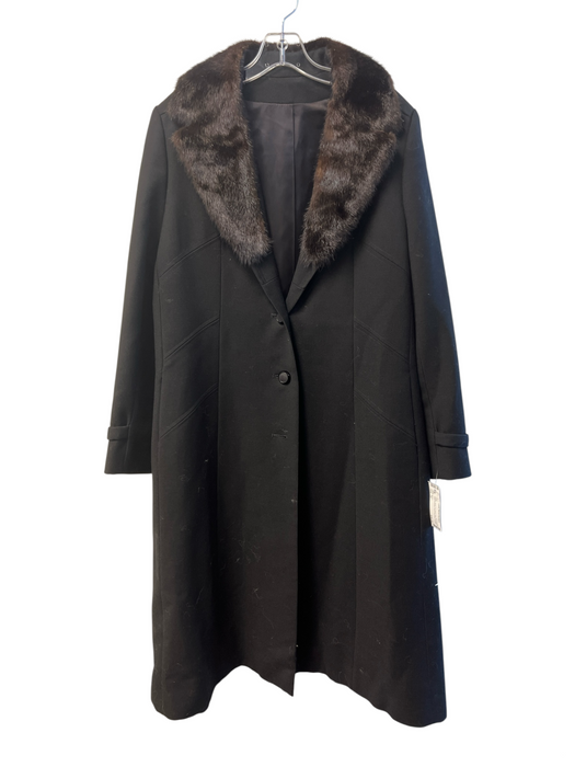 Belson Size 14 Black No Fabric Tag Fur Collar Single Breasted Coat Black / 14