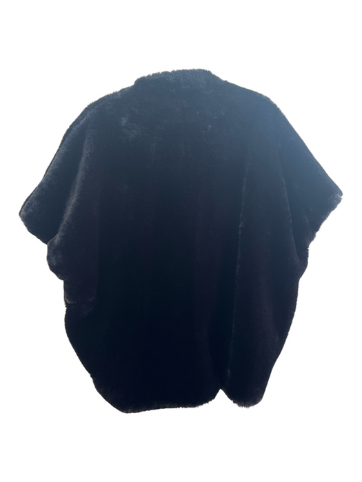 cAPOTE Size One Size Black Fur Half Sleeve Drop Shoulder Front Zip Jacket Black / One Size