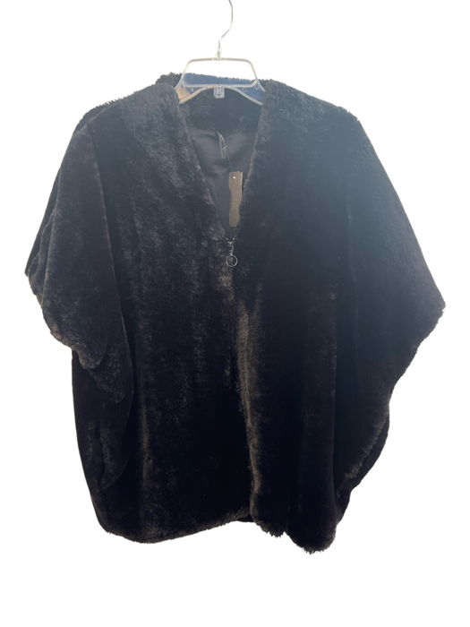 cAPOTE Size One Size Black Fur Half Sleeve Drop Shoulder Front Zip Jacket Black / One Size