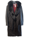 Katherine Kelly Size Est L Black Lambskin Leather Detachable Fur Trim Belt Coat Black / Est L