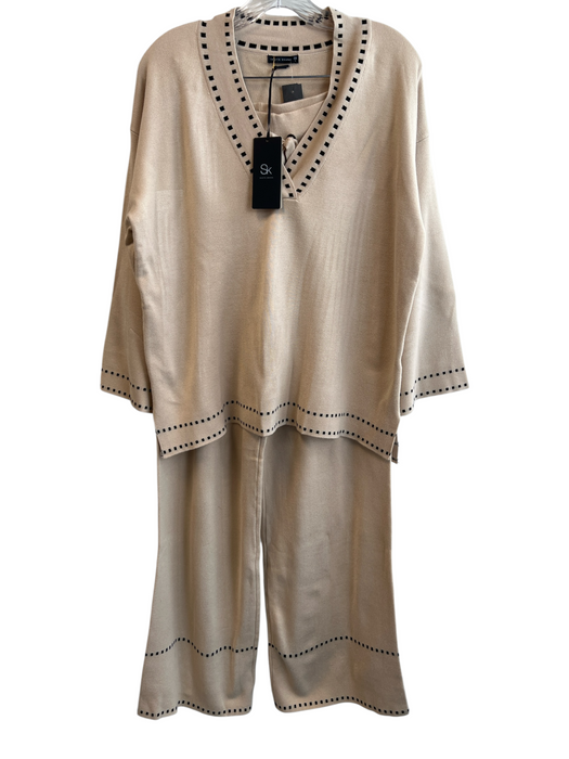 Skatie Brand Size Small Tan & black Viscose Blend Drawstring Waist Pants Set Tan & black / Small