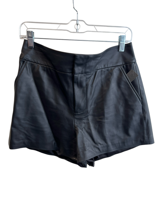 Alice & Olivia Size 10 Black Lamb leather Zip Fly Side Pockets Pockets Shorts Black / 10