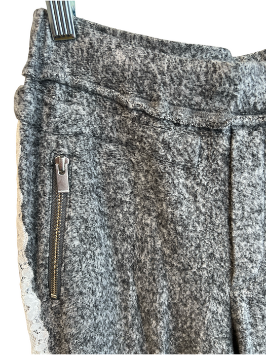 The Kooples SPORT Size 2 Gray & White Viscose Lace Accents Wide Neck Pants Set Gray & White / 2