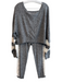 The Kooples SPORT Size 2 Gray & White Viscose Lace Accents Wide Neck Pants Set Gray & White / 2