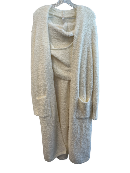 SKIMS Size S/M Off White Polyester Blend Belt Crop Top Stretch Waist Pants Set Off White / S/M