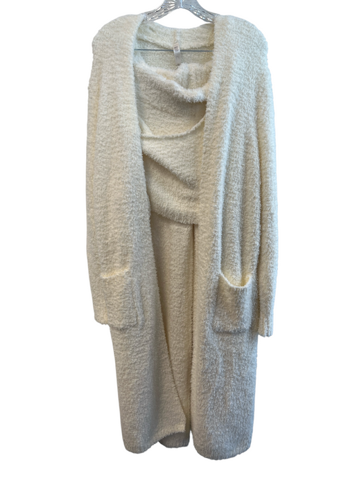 SKIMS Size S/M Off White Polyester Blend Belt Crop Top Stretch Waist Pants Set Off White / S/M