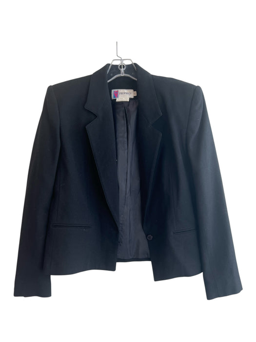 Prophecy Size 12 Black Wool Single Button Long Sleeve Shoulder Pads Jacket Black / 12