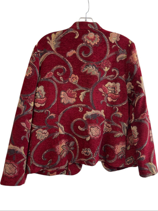 Portrait Size Large Red & Multi Rayon Blend Standing Collar Long Sleeve Jacket Red & Multi / Large