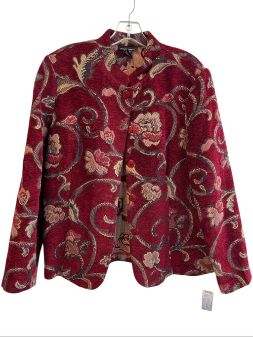 Portrait Size Large Red & Multi Rayon Blend Standing Collar Long Sleeve Jacket Red & Multi / Large