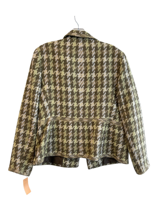 Kasper Size 14 Brown & Green Acrylic Blend Houndstooth Lapel Jacket Brown & Green / 14