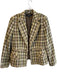 Kasper Size 14 Brown & Green Acrylic Blend Houndstooth Lapel Jacket Brown & Green / 14