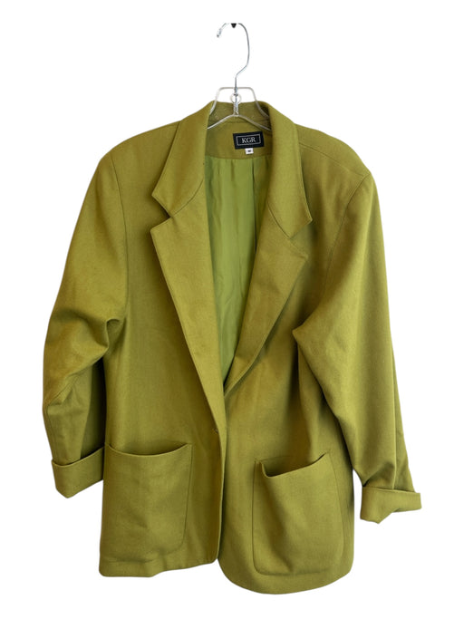 KGR Size M Lime Green Merino Wool Blazer Long Sleeve Front Pocket Jacket Lime Green / M