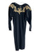 Nancy Johnson Size M Black & Gold Lambswool V Neck Maxi Embroidered Dress Black & Gold / M