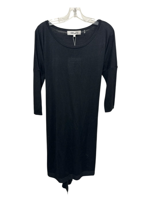 Diane Von Furstenberg Size L Black Half Sleeve Tie Detail Dress Black / L