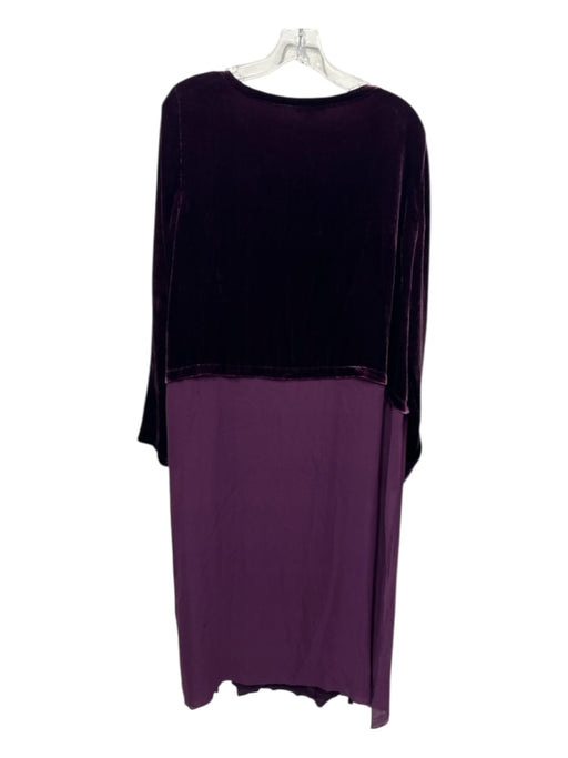 Eileen Fisher Size L Purple Tencel Velvet Long Sleeve Semi Sheer Dress Purple / L