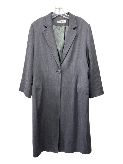 Isaac Mizrahi Size 14 Gray Wool One Button Lapel Long Sleeve Trench Coat Gray / 14