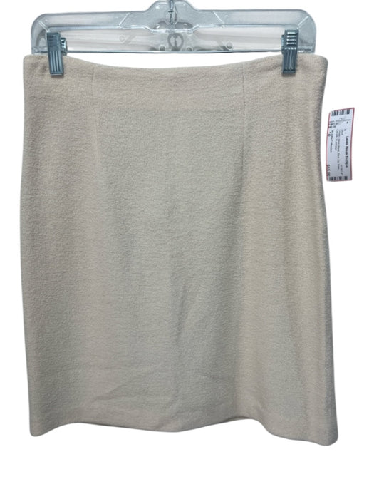 St John Collection Size 10 Cream Wool Blend Back Zip Knee Length Skirt Cream / 10