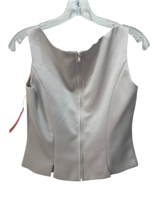 Oleg Cassini Size 10 Cream Beige Polyester Back Zip Scoop Neck Sleeveless Top Cream Beige / 10