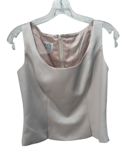 Oleg Cassini Size 10 Cream Beige Polyester Back Zip Scoop Neck Sleeveless Top Cream Beige / 10