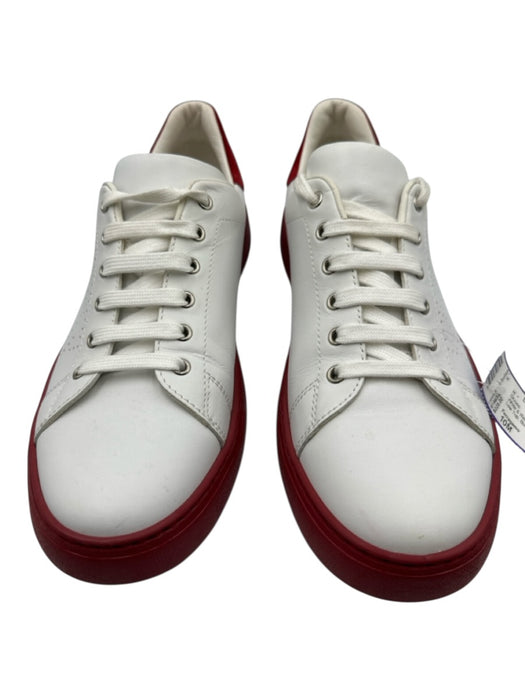 Ferragamo Shoe Size 10M White & Red Leather Solid Sneaker Men's Shoes White & Red / 10M