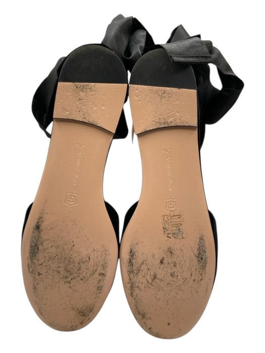 Gianvito Rossi Shoe Size 41.5 Black Velvet round toe Ankle Tie D'orsay Flats Black / 41.5