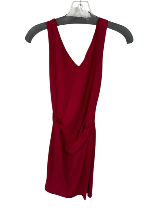 Nicole Miller Size 8 Red Polyester Sleeveless Gathered Side Midi Dress Red / 8