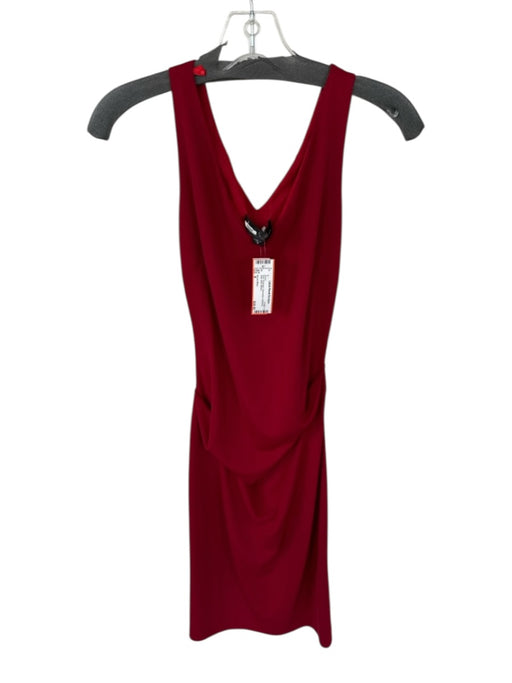 Nicole Miller Size 8 Red Polyester Sleeveless Gathered Side Midi Dress Red / 8