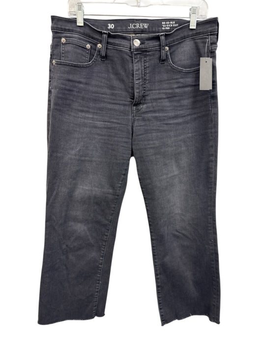 J Crew Size 30 Gray Wash Cotton & Elastane Mid Rise Flare Leg Raw Hem Jeans Gray Wash / 30