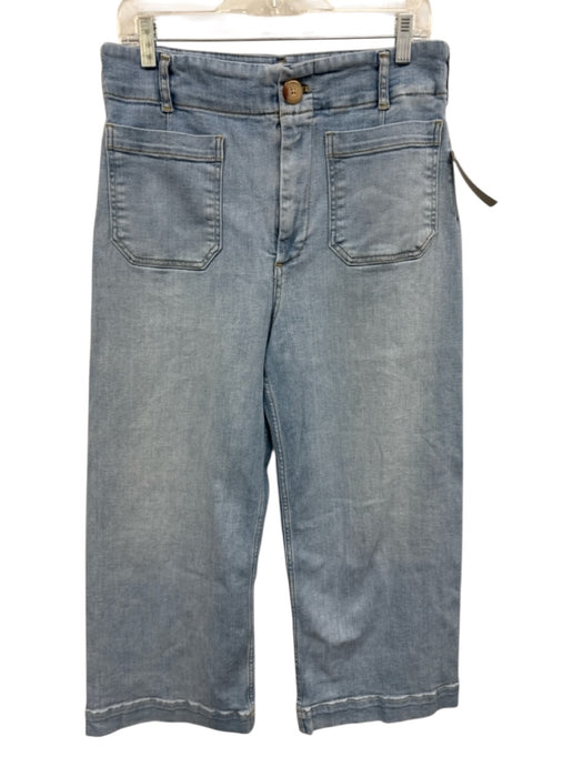 Maeve Size 30 Light Wash Cotton & Lyocell High Rise Wide Leg Patch Pockets Jeans Light Wash / 30