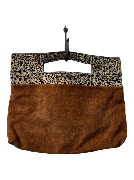 Anthropologie Brown, Black & Cream Suede Horse Hair Magnetic Close Clutch Purse Brown, Black & Cream / Small