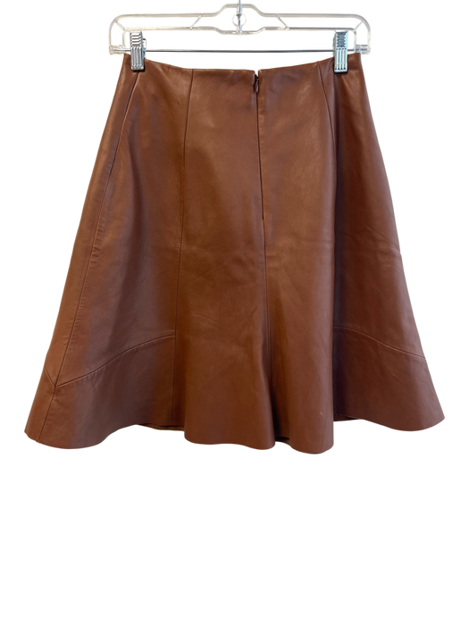 Antonio Melani Size Est Small Light Brown Leather Back Zip Flare Hem Skirt Light Brown / Est Small