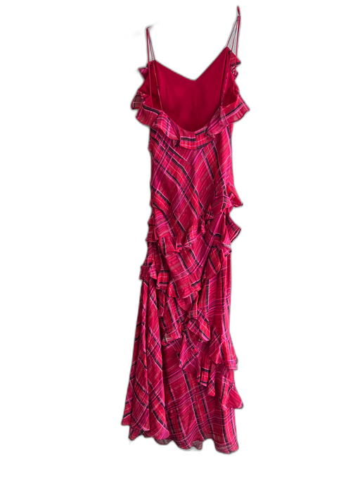 Love Shack Fancy Size 00 Red, Pink & Black Silk & Viscose Plaid Side Panel Dress Red, Pink & Black / 00