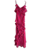 Love Shack Fancy Size 00 Red, Pink & Black Silk & Viscose Plaid Side Panel Dress Red, Pink & Black / 00
