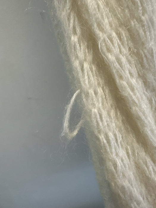 Loewe Size L Cream Mohair Blend Open Knit Back Logo Twist Detail Cardigan